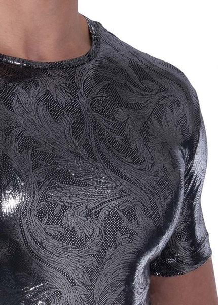 M2323 Shimmering Casual Tee Shirt Black/Silver