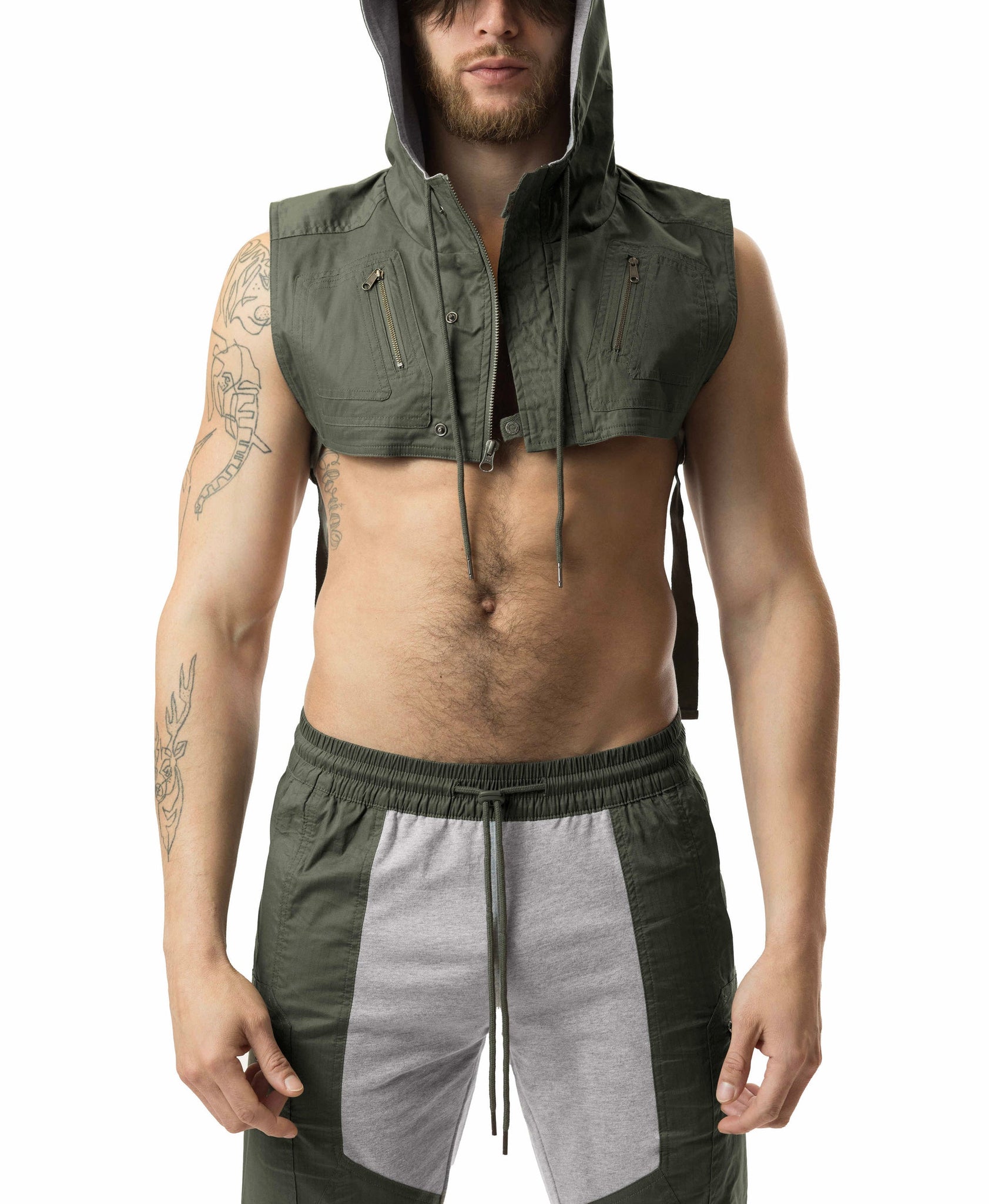 Fusion Cropped Hoodie Army