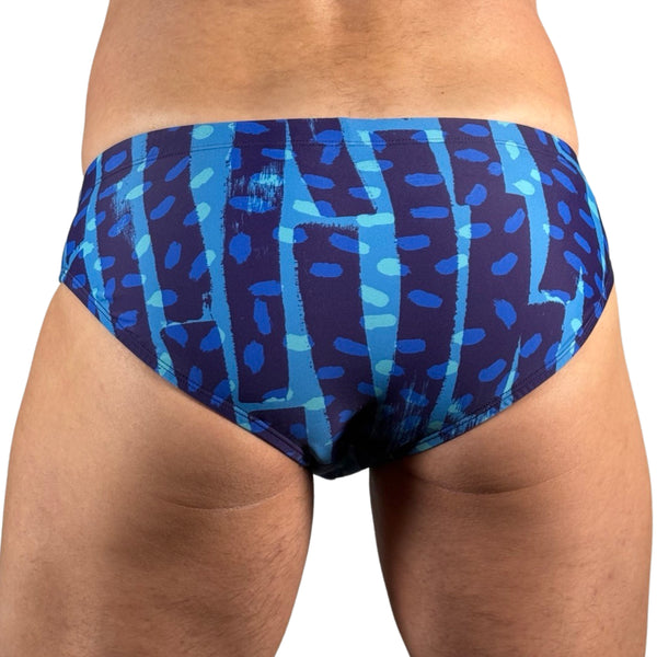 Painter's Stripe Swim Brief - Blue