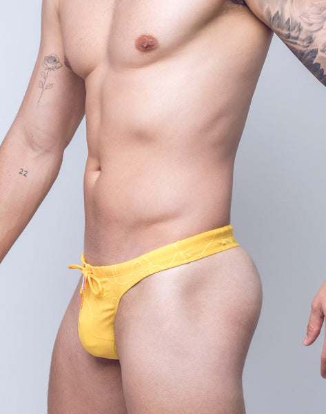 V80 Swim Thong - Ripple Texture Yellow