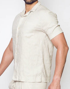 Breezy Linen Short Sleeve Classic Shirt Beige