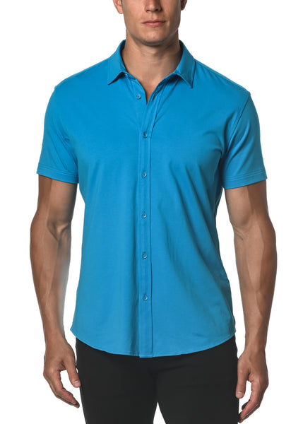 Stretch Jersey Knit Shirt - 2024 Solids Techno Blue