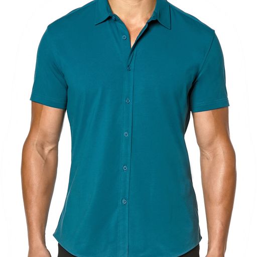 Stretch Jersey Knit Shirt-Teal – Boy Next Door Menswear