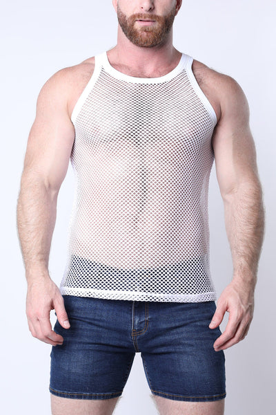 Santorini Mesh Tank Top White