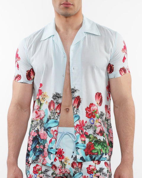 Woven Short Sleeves Shirt-Floral Print