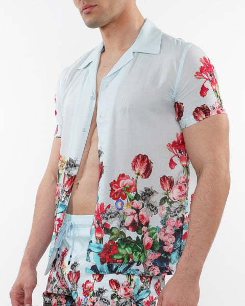 Woven Short Sleeves Shirt-Floral Print