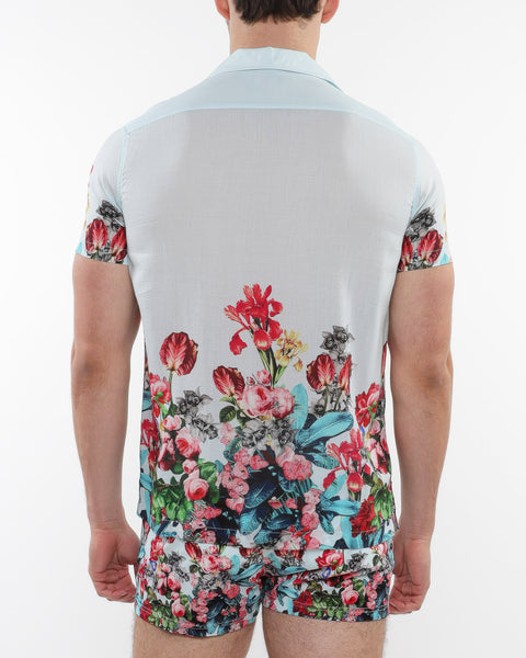 Woven Short Sleeves Shirt-Floral Print