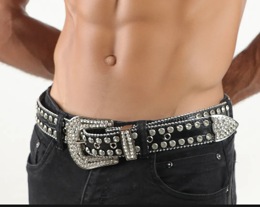 Black Ice Vegan Leather Rhinestone Belt