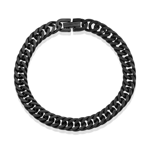 8mm Stainless Steel Cuban Chain Bracelet Black