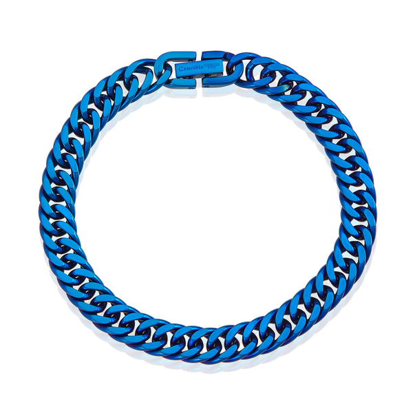 8mm Stainless Steel Cuban Chain Bracelet Blue