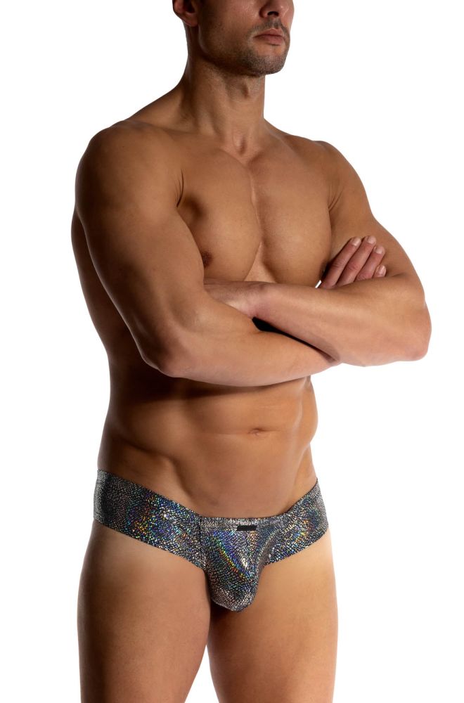 M2511 Reflective Cheeky Brief Black Silver
