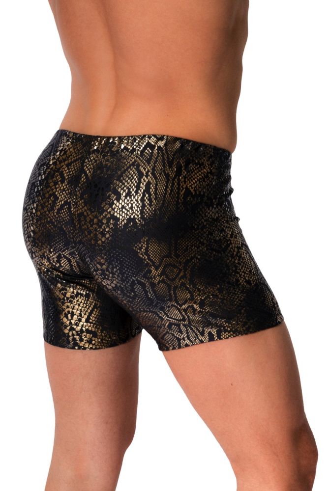M2579 Beach Snake Print Hip Boxer Black Gold