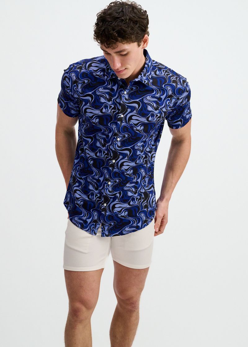 Swirl Open Knit Short Sleeve Shirt