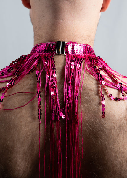 Rosa Quente Fringe Choker