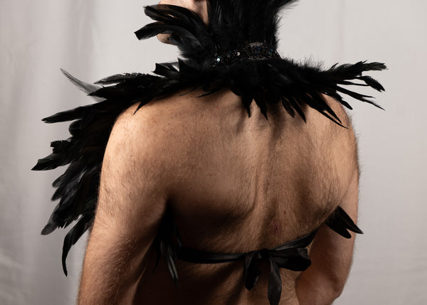 Exotic Black Feather Top