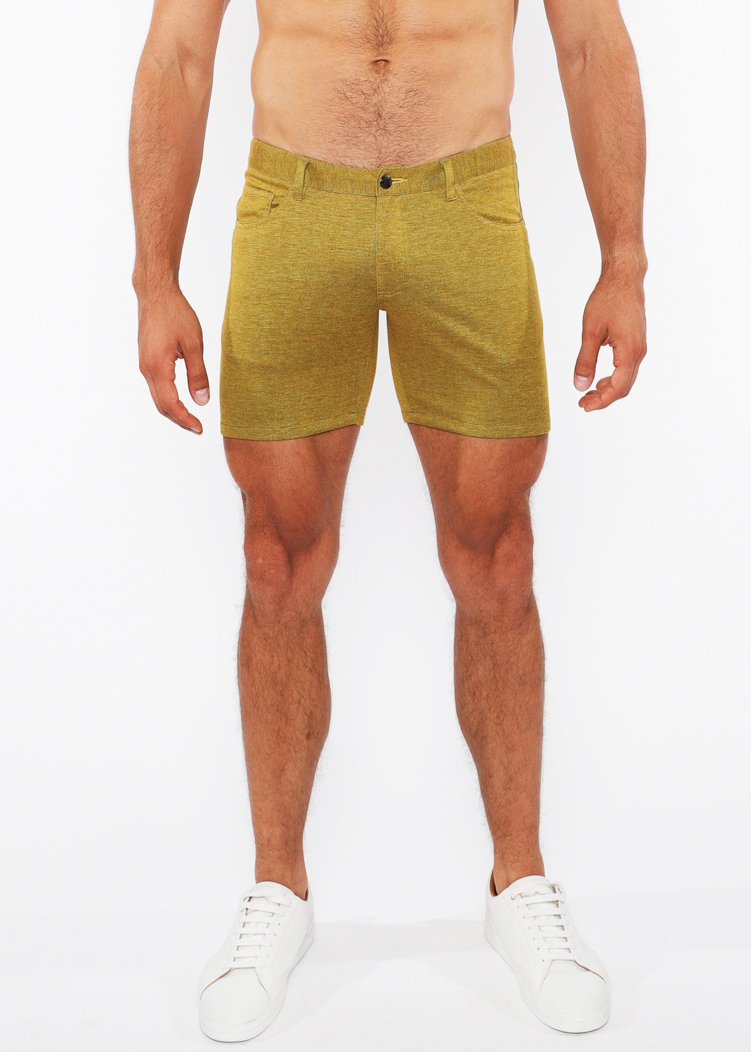 5" Washed Denim Knit Jean Short Citrine