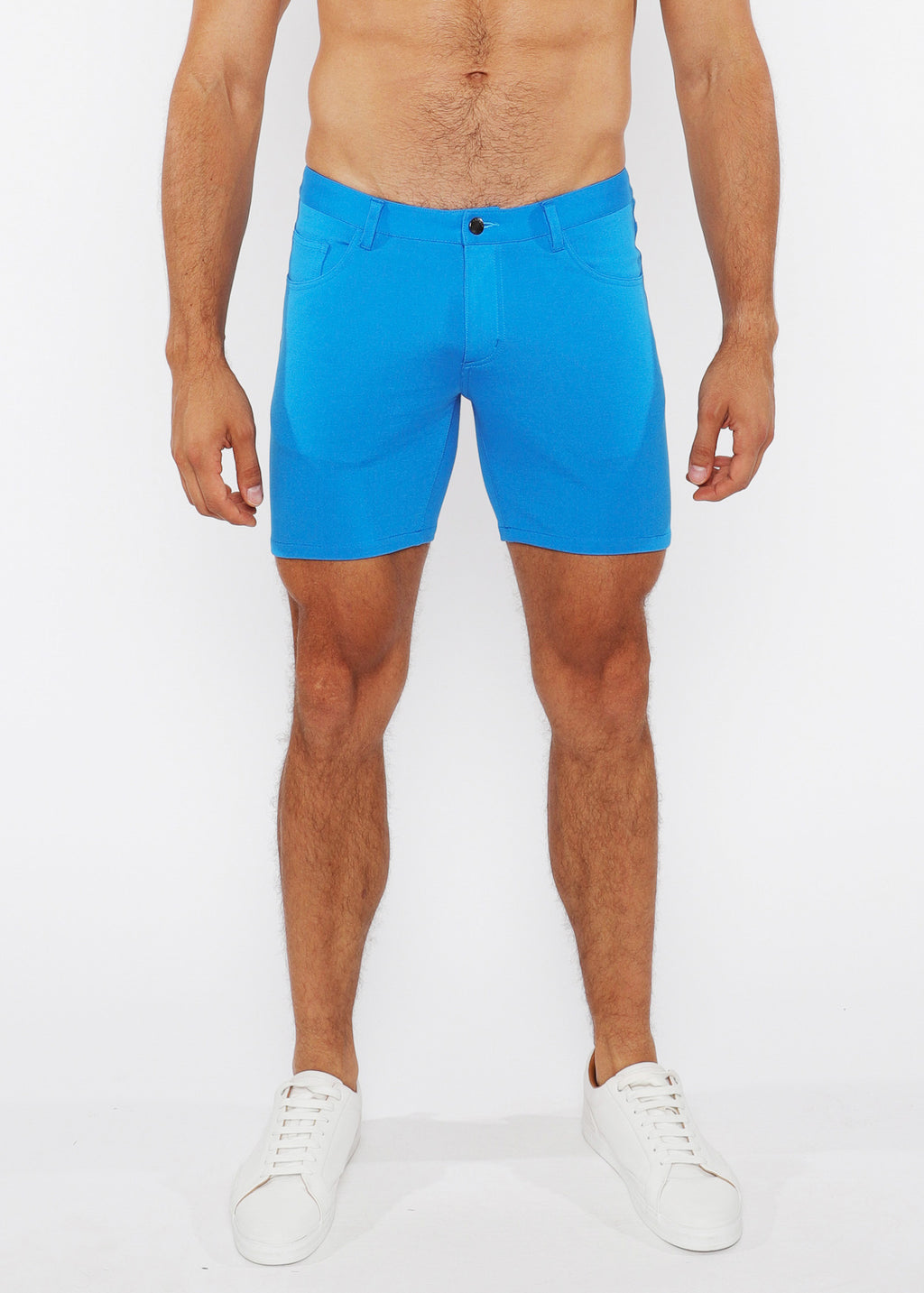 Solid Stretch 5" KNIT JEAN SHORT Blue Jewel