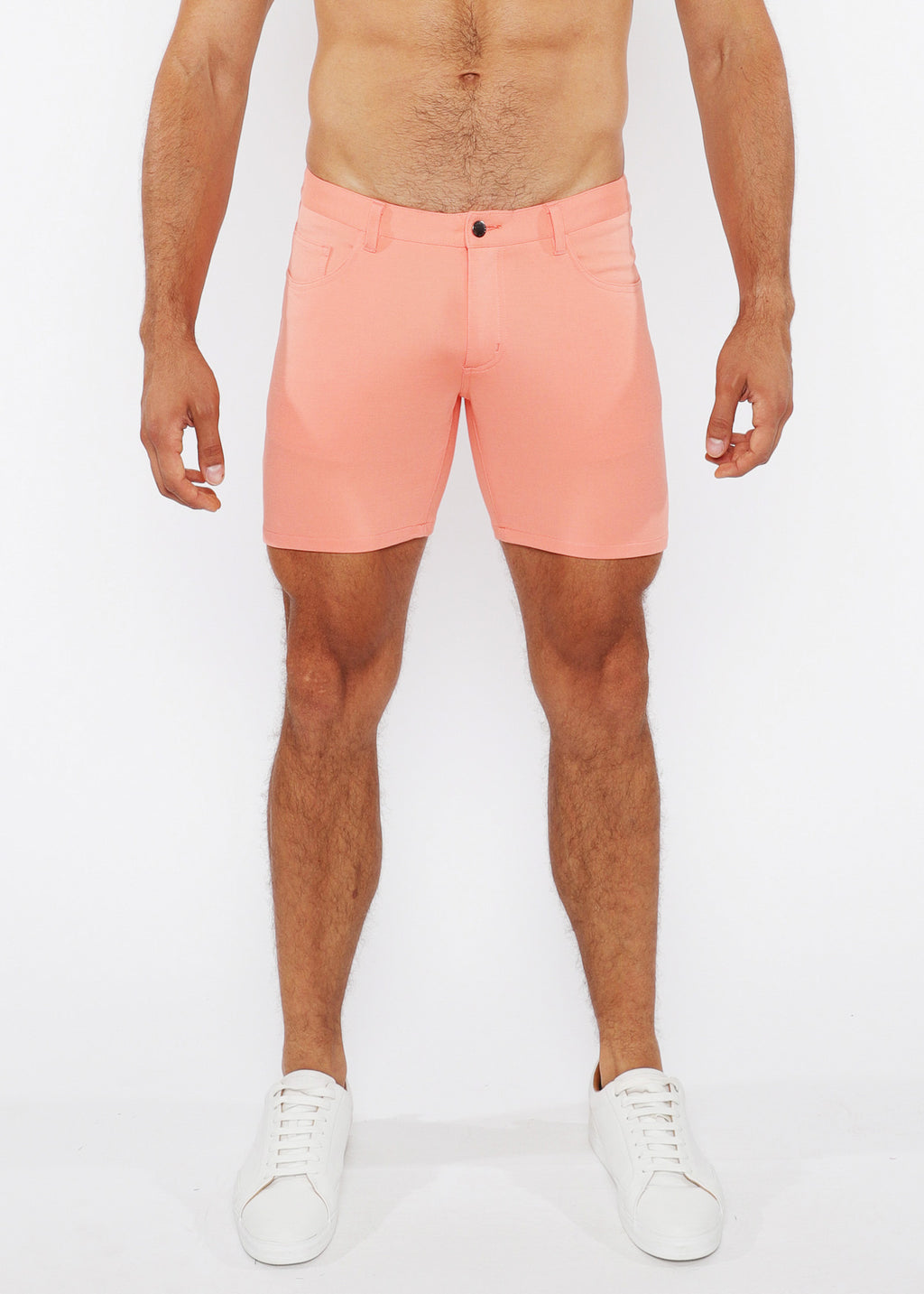 Solid Stretch 5" KNIT JEAN SHORT Peach Amber