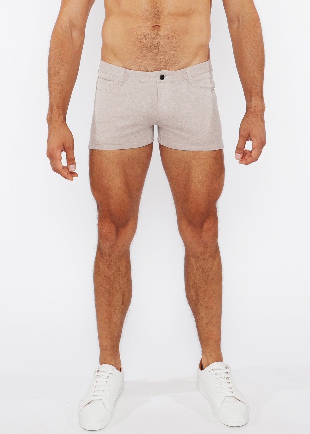 Two-Tone Melange 3" KNIT JEAN SHORT Burnt Biscuit
