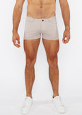 Two-Tone Melange 3" KNIT JEAN SHORT Burnt Biscuit