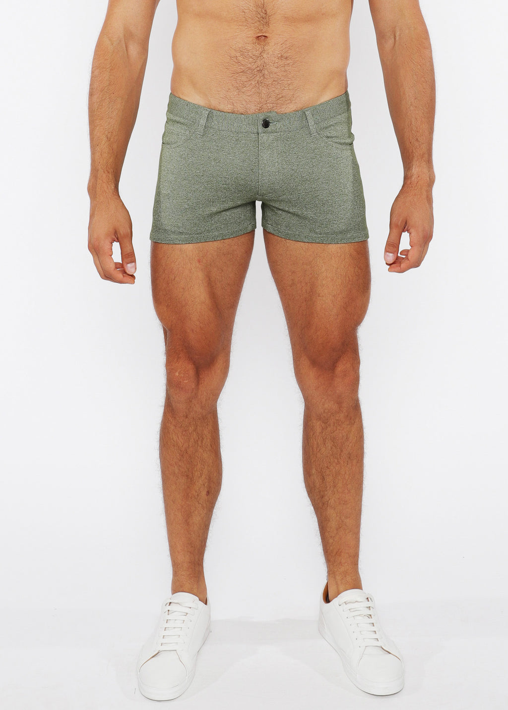Two-Tone Melange 3" KNIT JEAN SHORT Eucalyptus