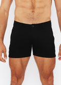 5" Linen Look Knit Chino Zip Shorts Black