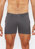 5" Linen Look Knit Chino Zip Shorts Charcoal