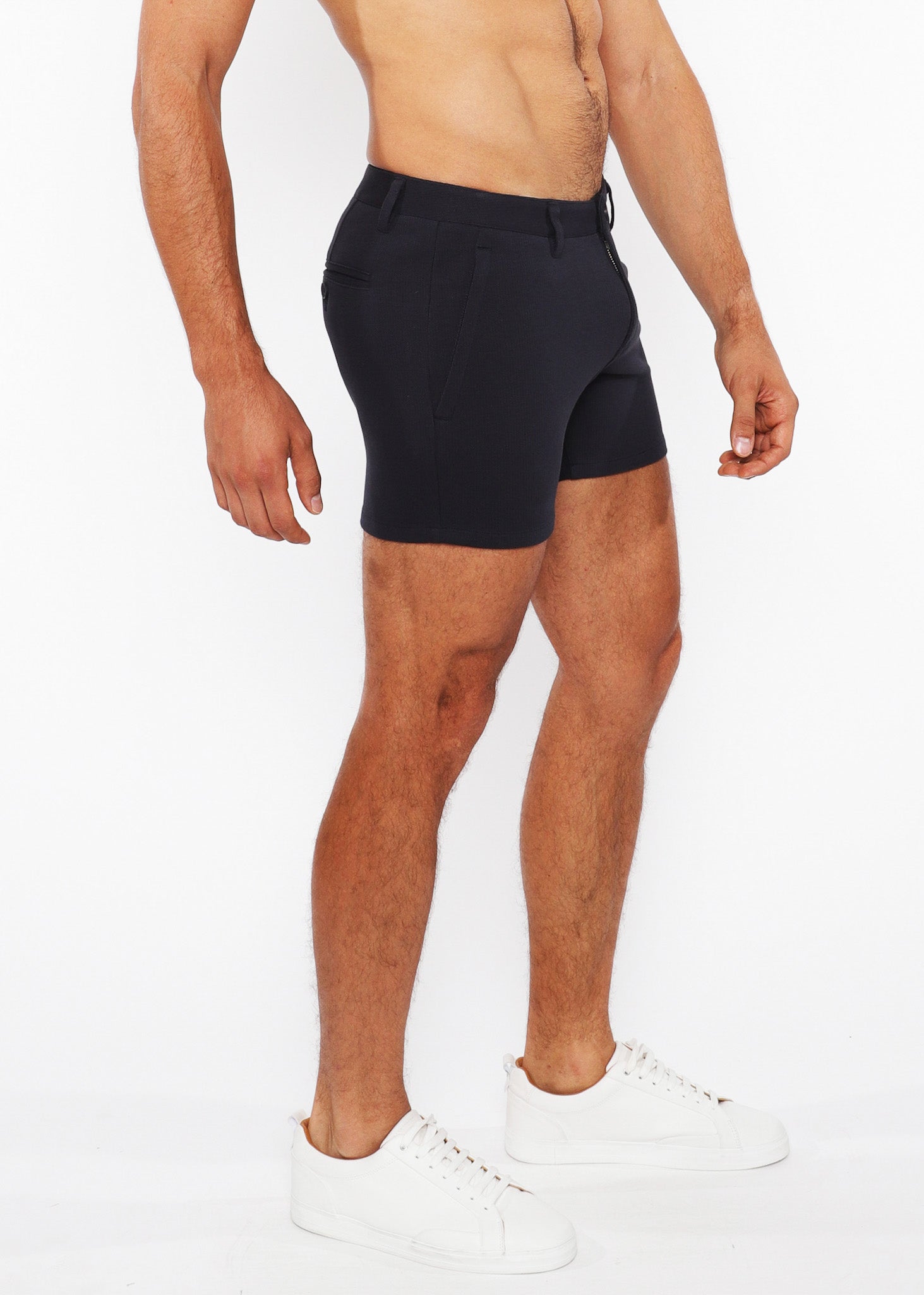 5" Linen Look Knit Chino Zip Shorts