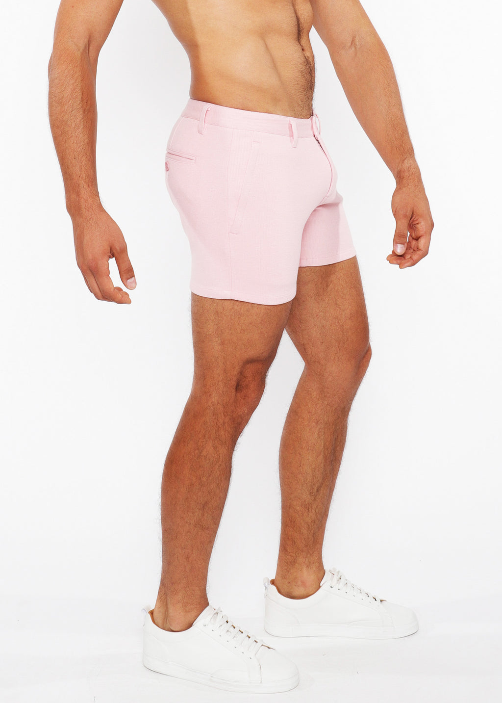 5" Linen Look Knit Chino Zip Shorts