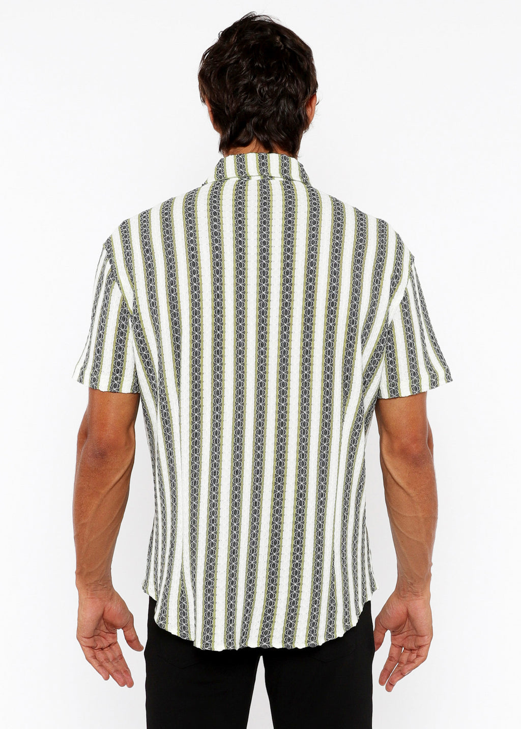 Zigzag Stripe Knit Short Sleeve Shirt