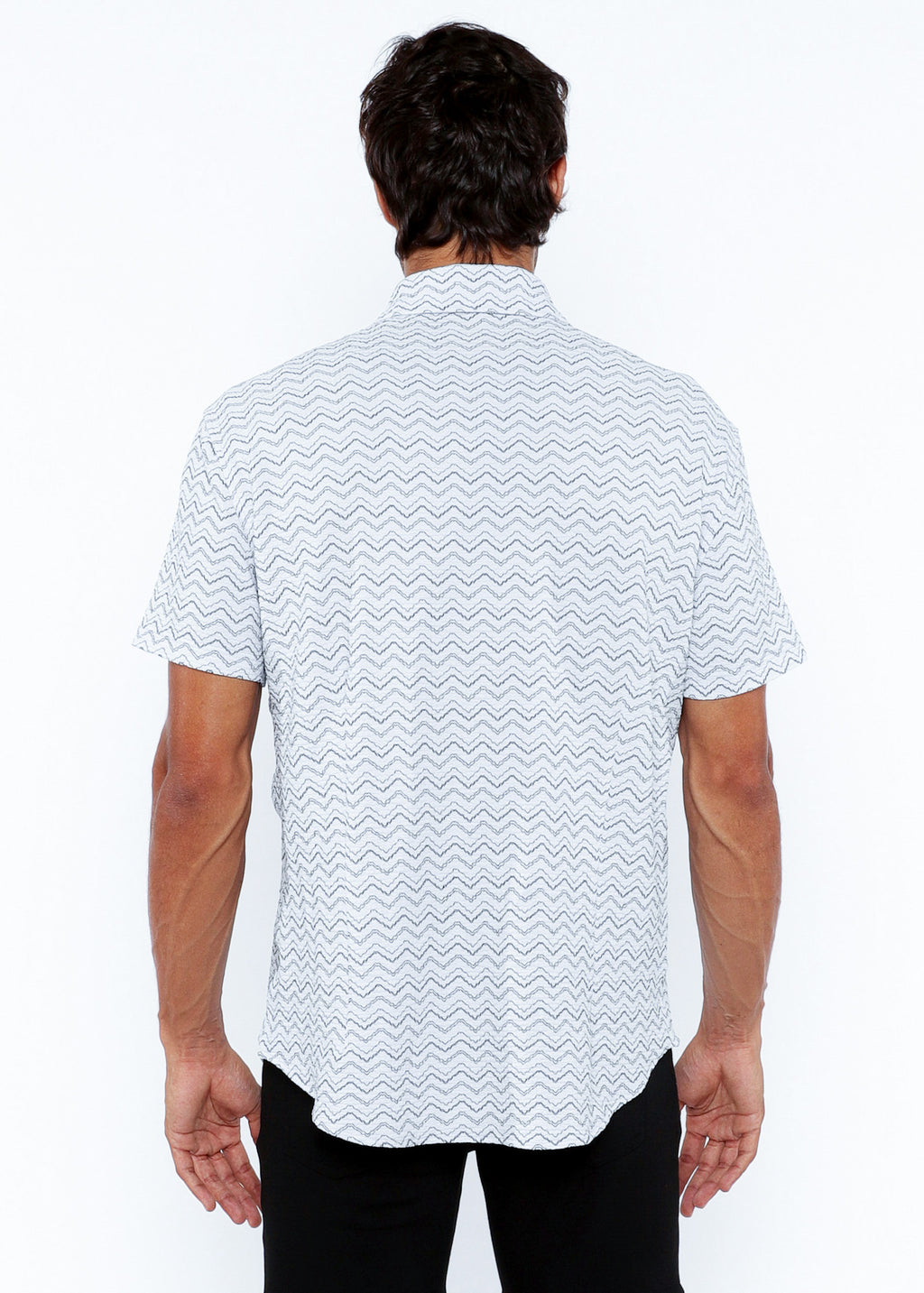 Chevron Stretch Knit Short Sleeve Shirt