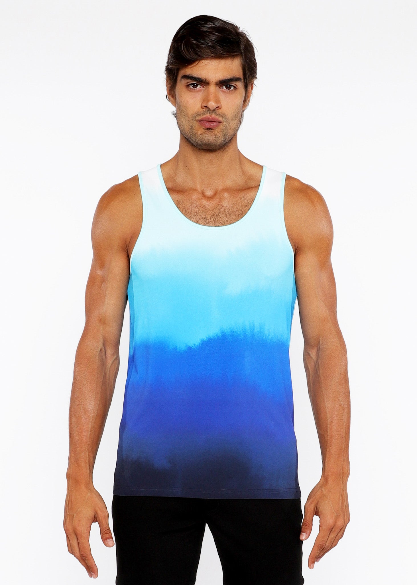 Gradient Printed Stretch Mesh Tank Top