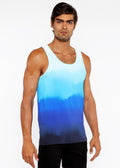 Gradient Printed Stretch Mesh Tank Top Cerulean