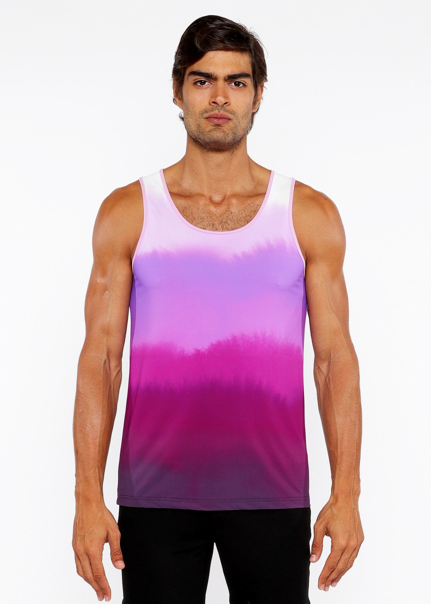 Gradient Printed Stretch Mesh Tank Top
