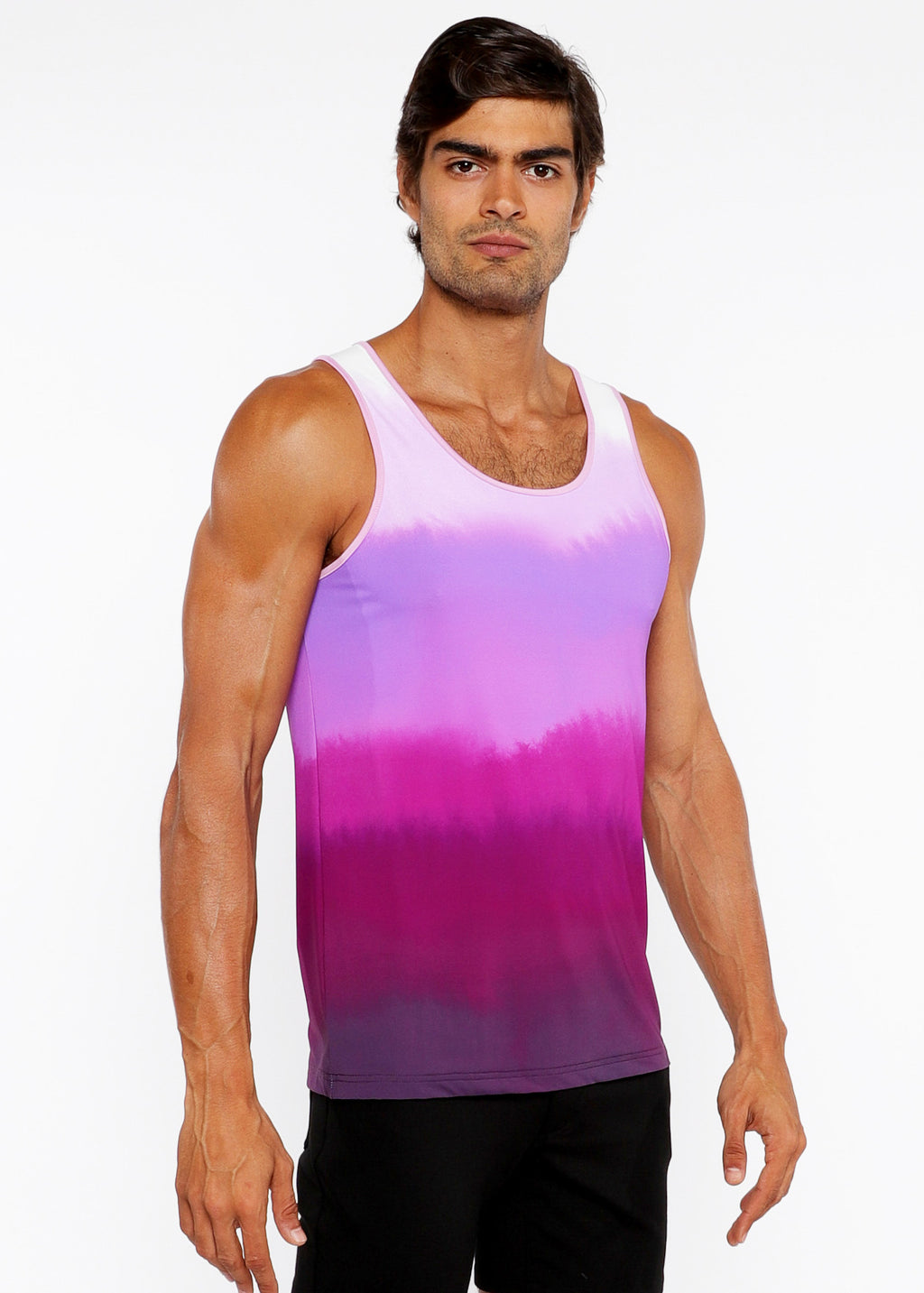 Gradient Printed Stretch Mesh Tank Top fuchsia