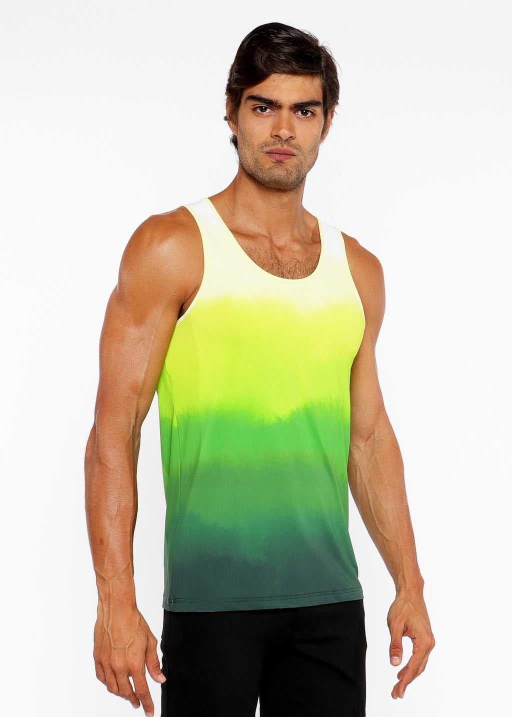 Gradient Printed Stretch Mesh Tank Top GREEN