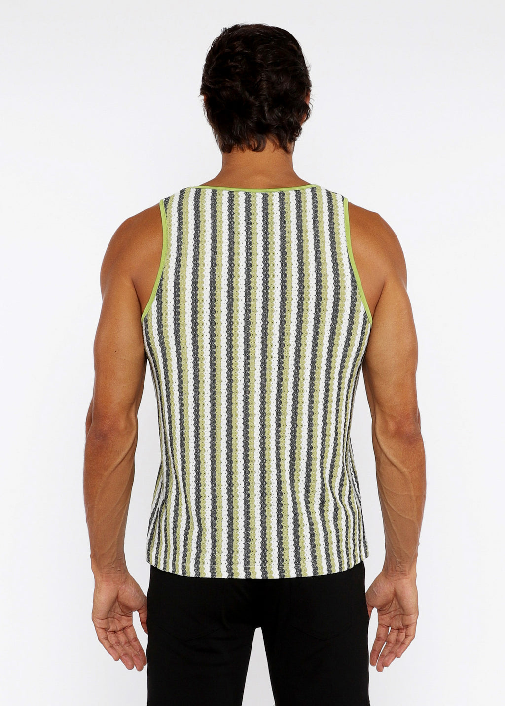 Stripes Stretch Open Knit Tank Top