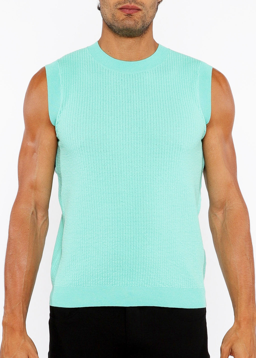 Textured Open Knit Vest Bud