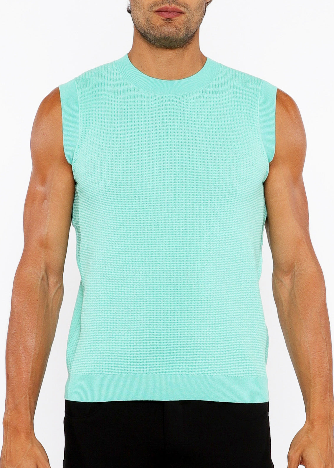 Textured Open Knit Vest Bud