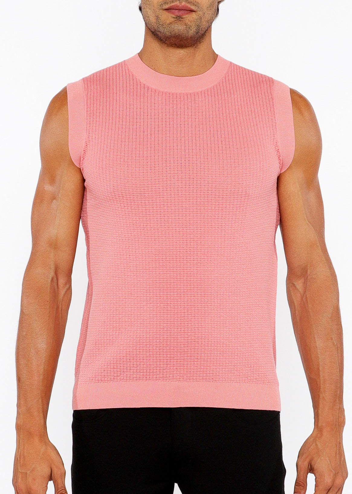 Textured Open Knit Vest Coral