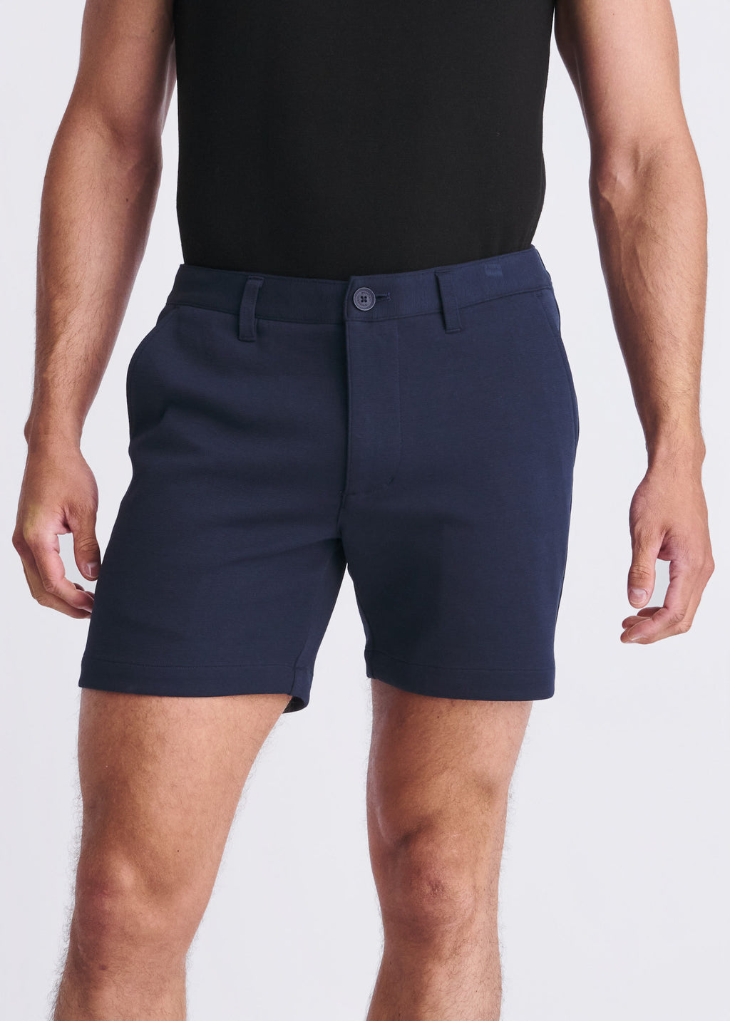 6" Textured Stretch Knit Chino Shorts Navy