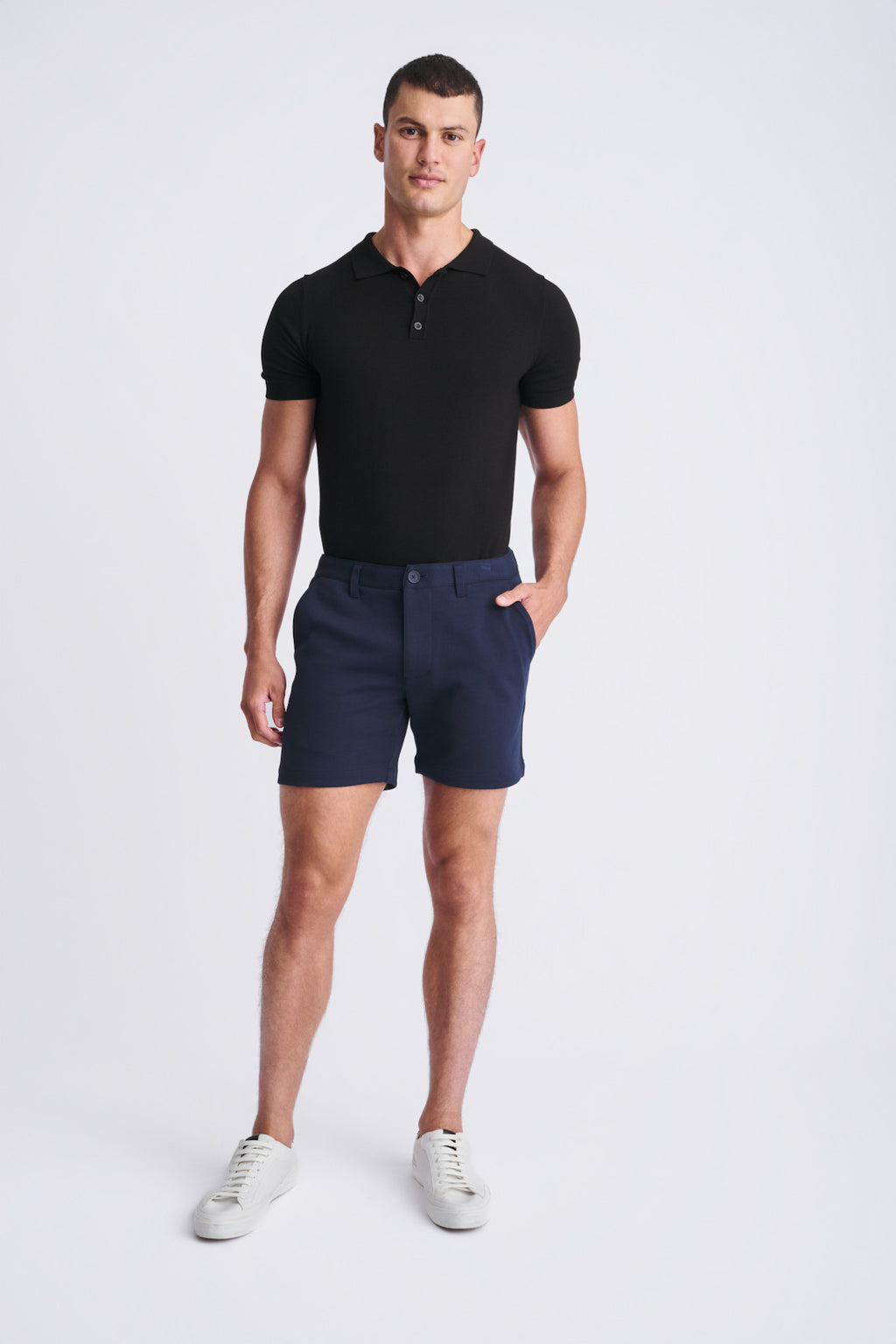 6" Textured Stretch Knit Chino Shorts