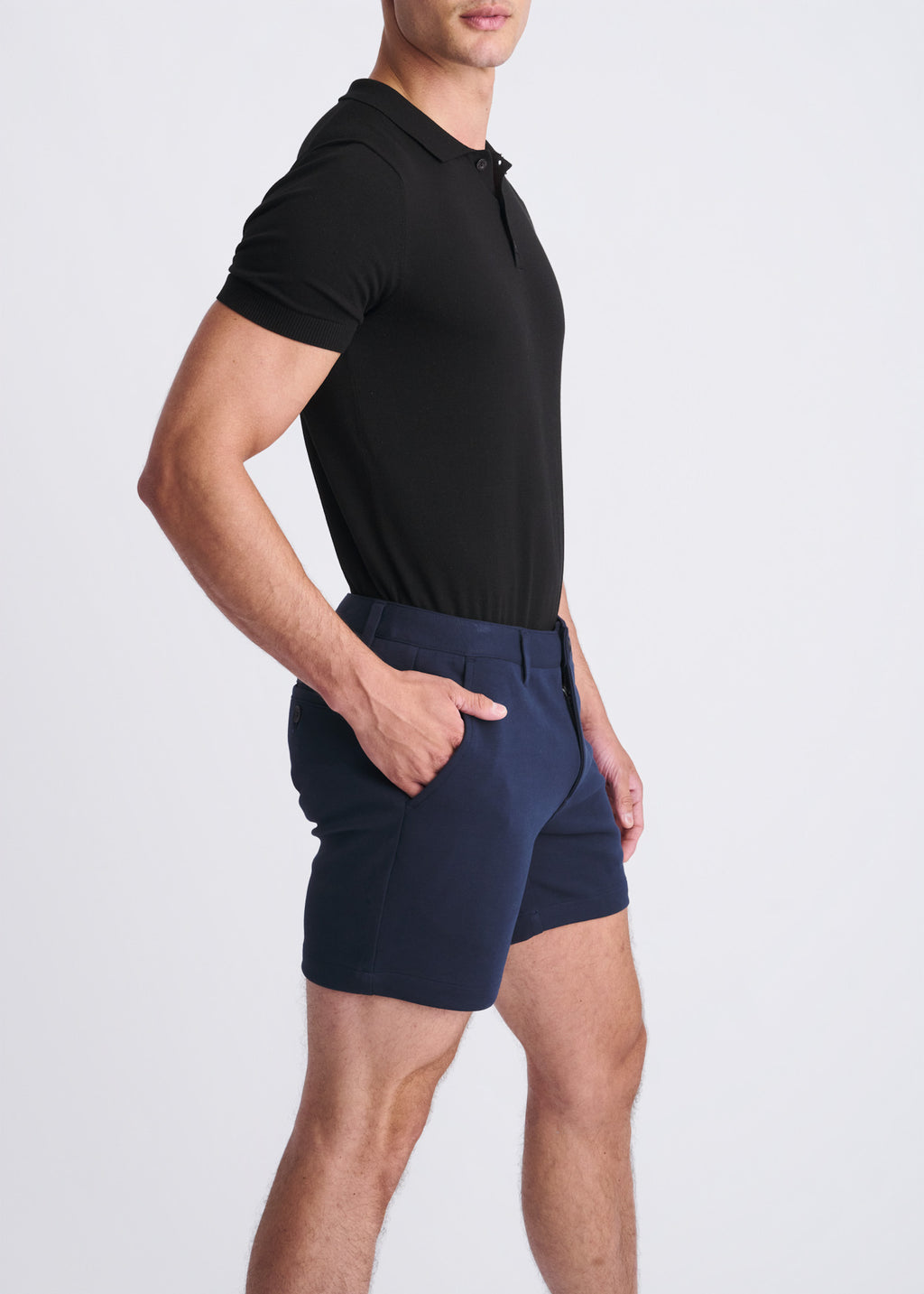 6" Textured Stretch Knit Chino Shorts
