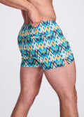 TEAL/GOLD DIAMOND Printed Seersucker Swim Shorts Teal