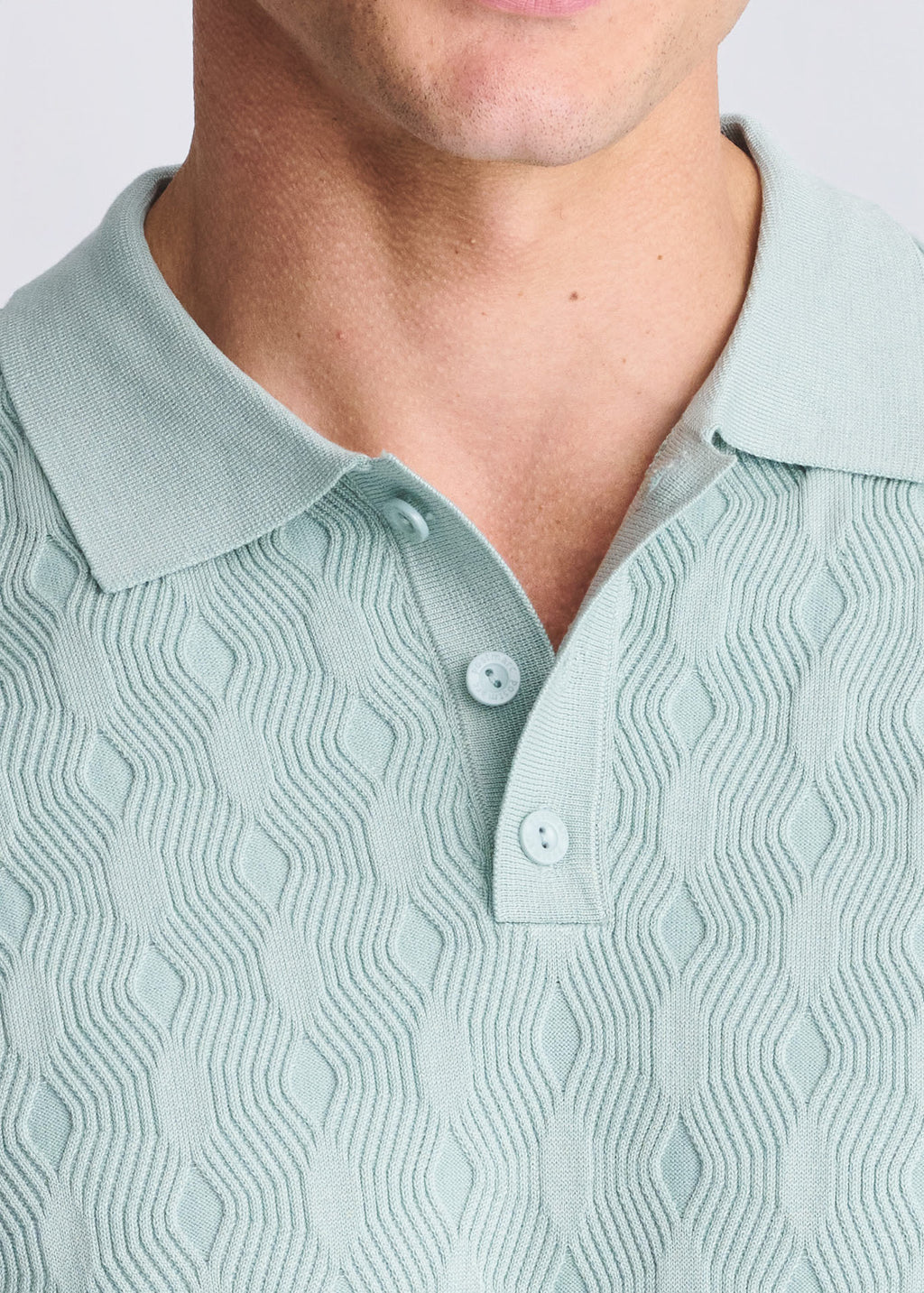 Textured Silk/Tencel 3-Button Knit Polo