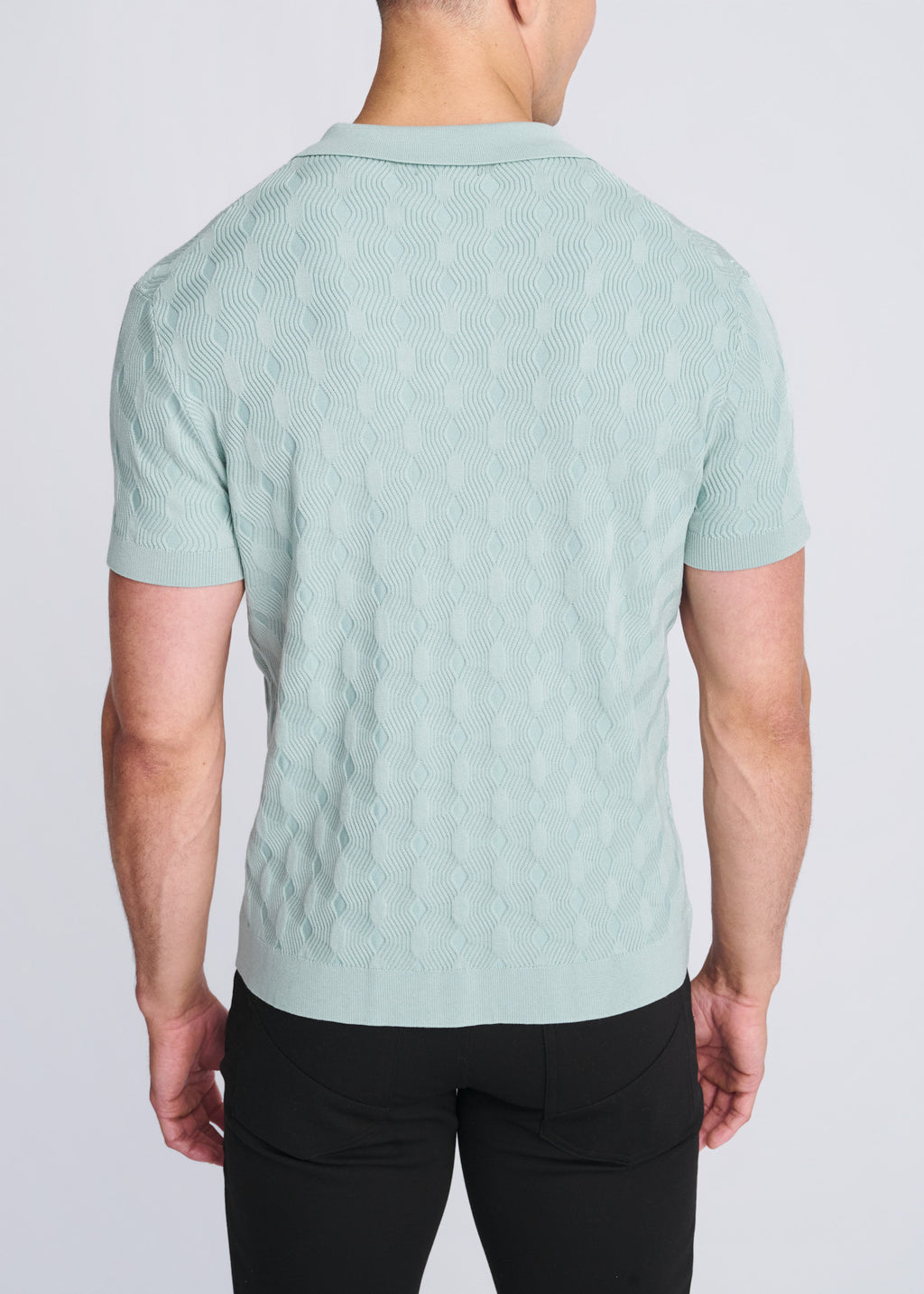 Textured Silk/Tencel 3-Button Knit Polo