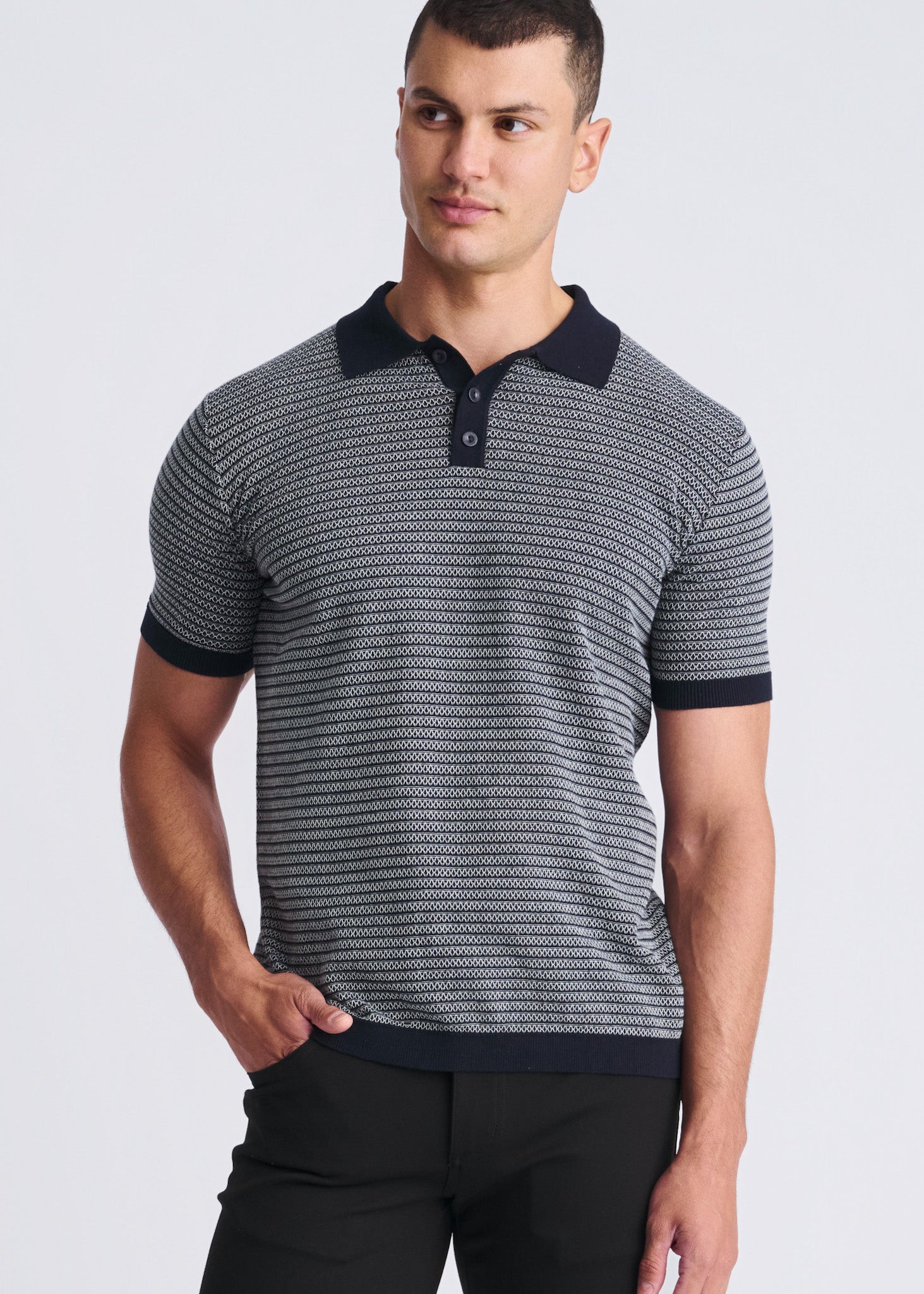 Two Tone Textured Cotton Polo