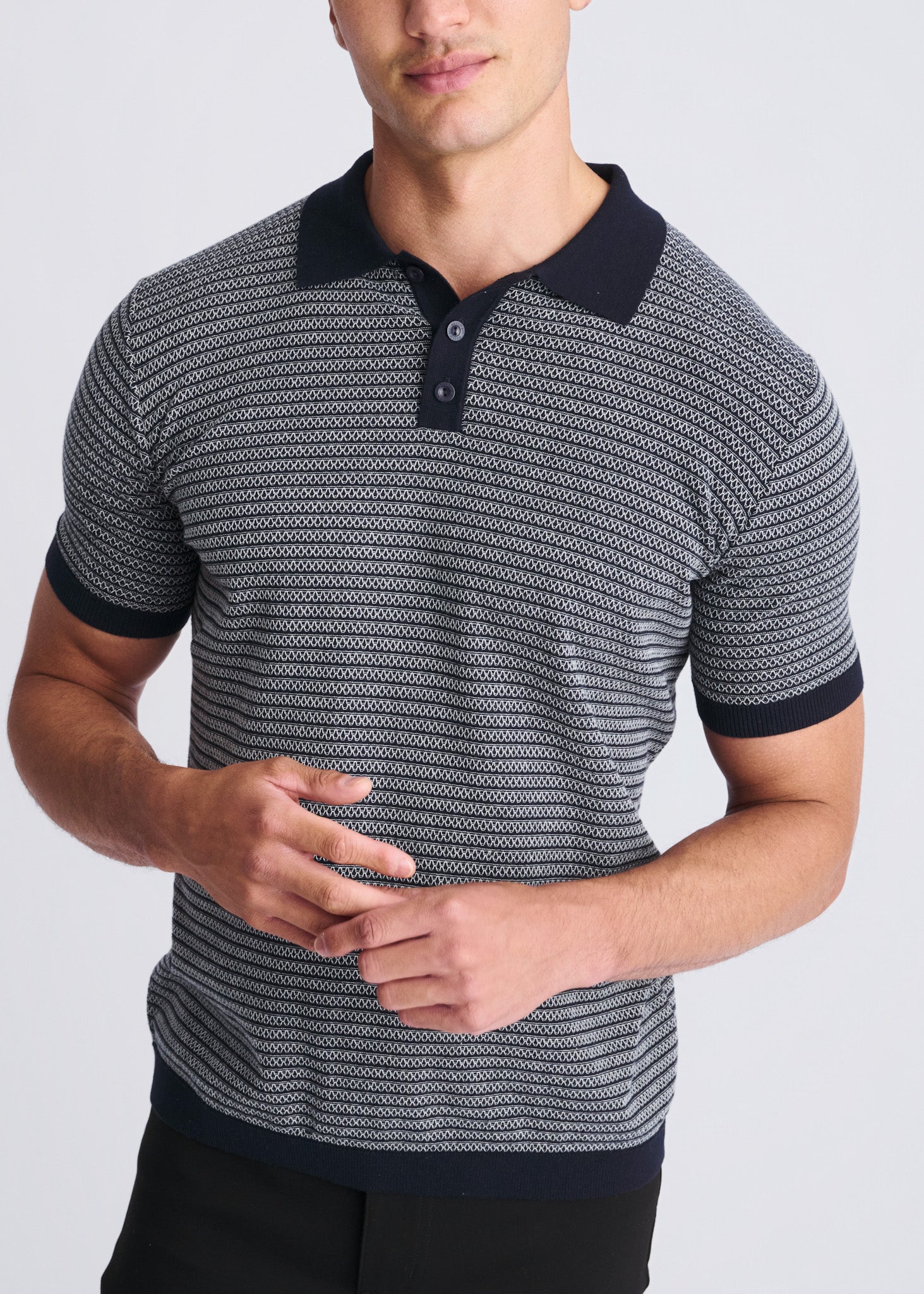 Two Tone Textured Cotton Polo