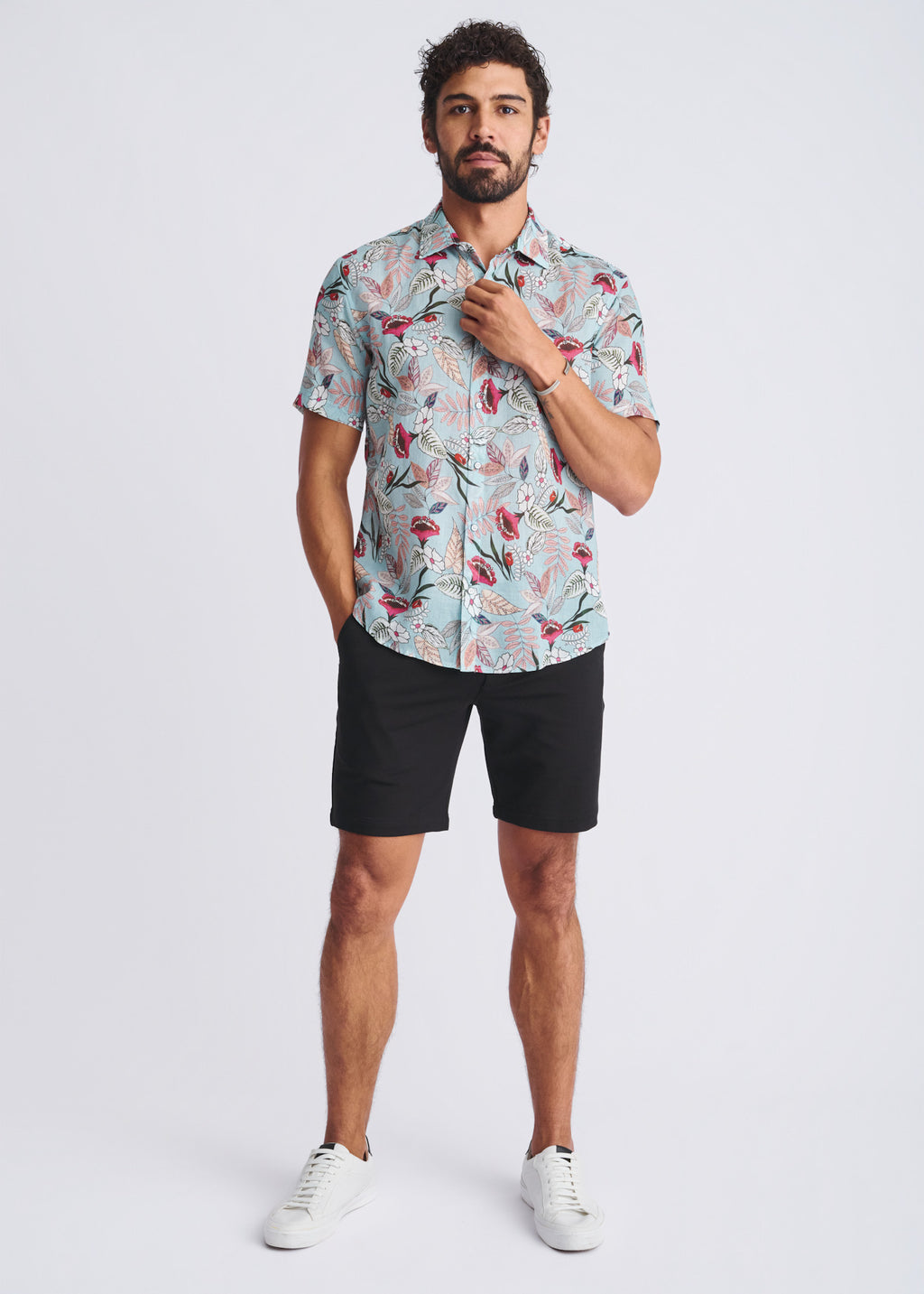 Blossoms Linen/Tencel Short Sleeve Shirt