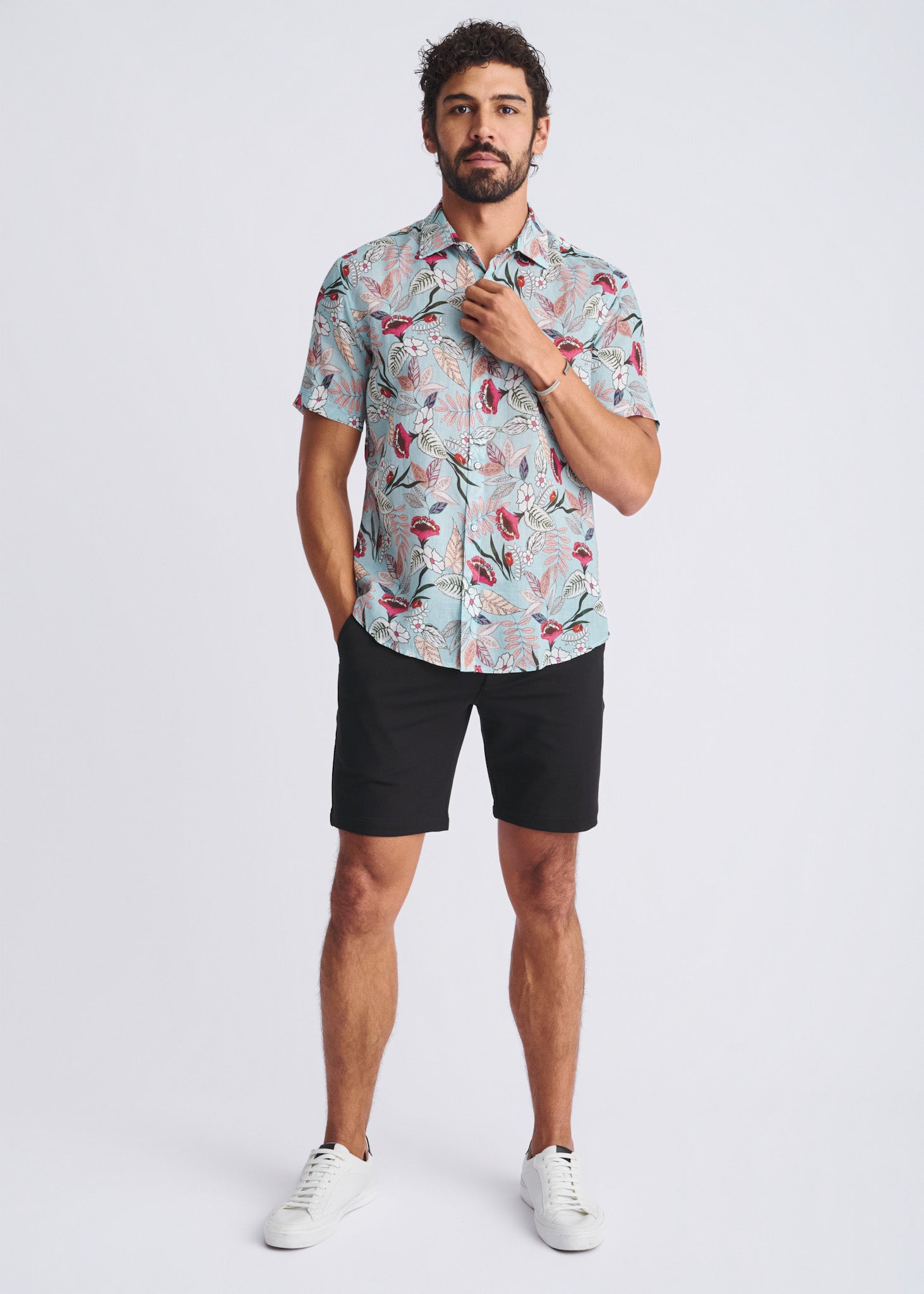 Blossoms Linen/Tencel Short Sleeve Shirt